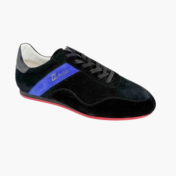Christian Louboutin My K Low Top Sneakers Size 39.5 US 9.5 Black Blue Suede - Picture 10 of 14